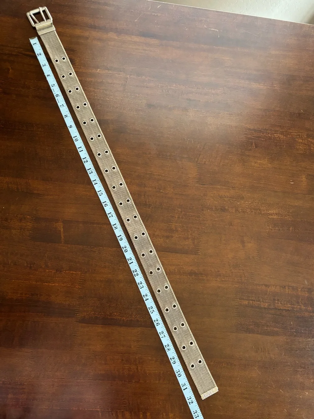 Levi's Canvas Belt - Tan/Khaki Canvas Belt. Double Grommets and Metal Buckle